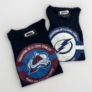 Lot x2 Men L Coors Light x  NHL Hockey Stanley Cup Champions T-Shirt Read*
